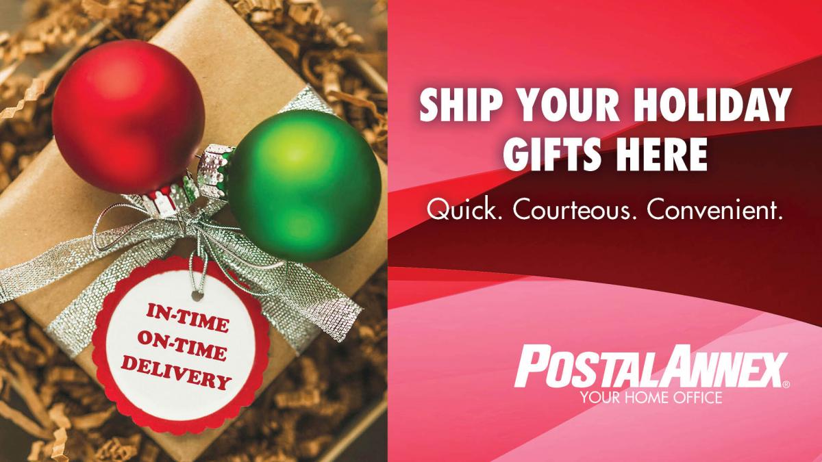 ad for holiday shipping at PostalAnnex 
