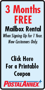 PostalAnnex+ Carlsbad 3 Months Free Private Mailbox Rental Coupon