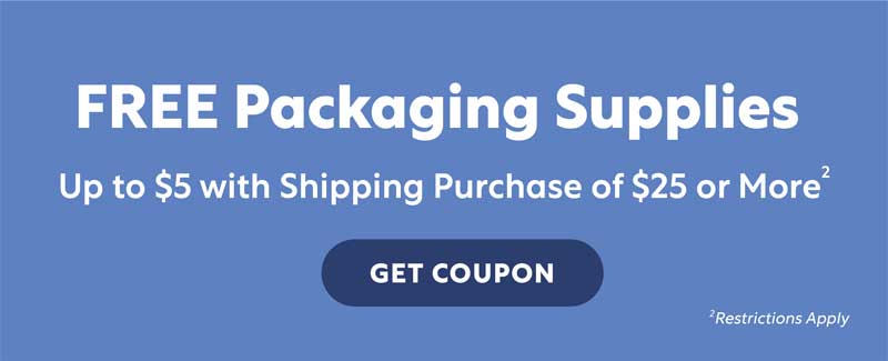 Free Packaging Supplies - Up to $5 with Shipping Purchase of $25 or More - Get Coupon