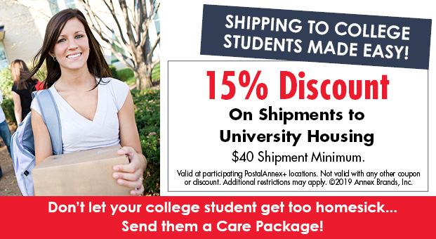 15% OFF Shipments to University Housing