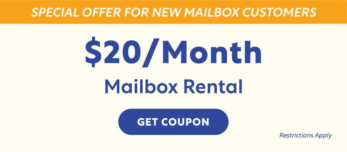 Mailbox Rental Special $20 per Month