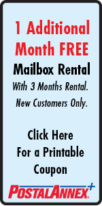 PostalAnnex+  Perris 1 Additional Month Free Mailbox Services