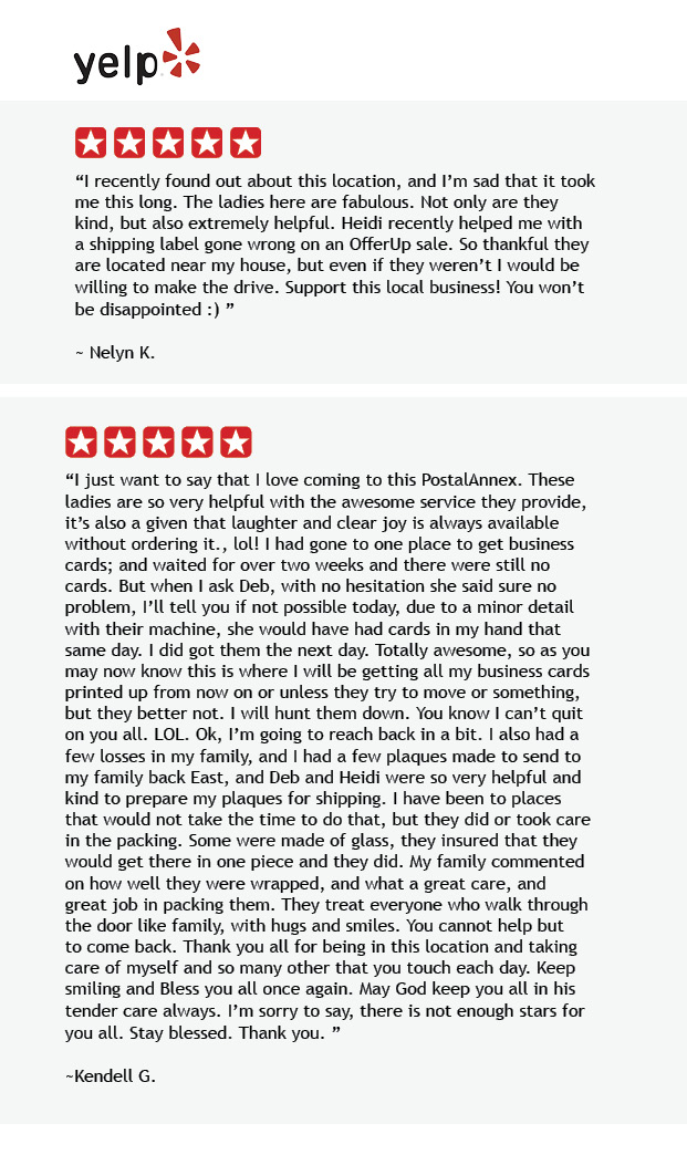 Yelp Review for PostalAnnex 16016