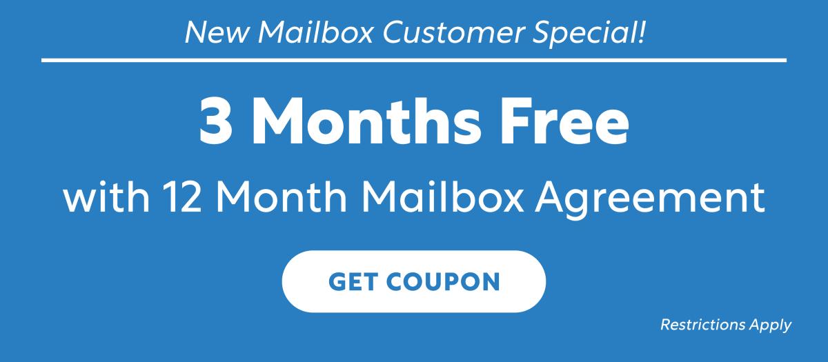 3 Months Free with 12 Month Mailbox Rental Agreement