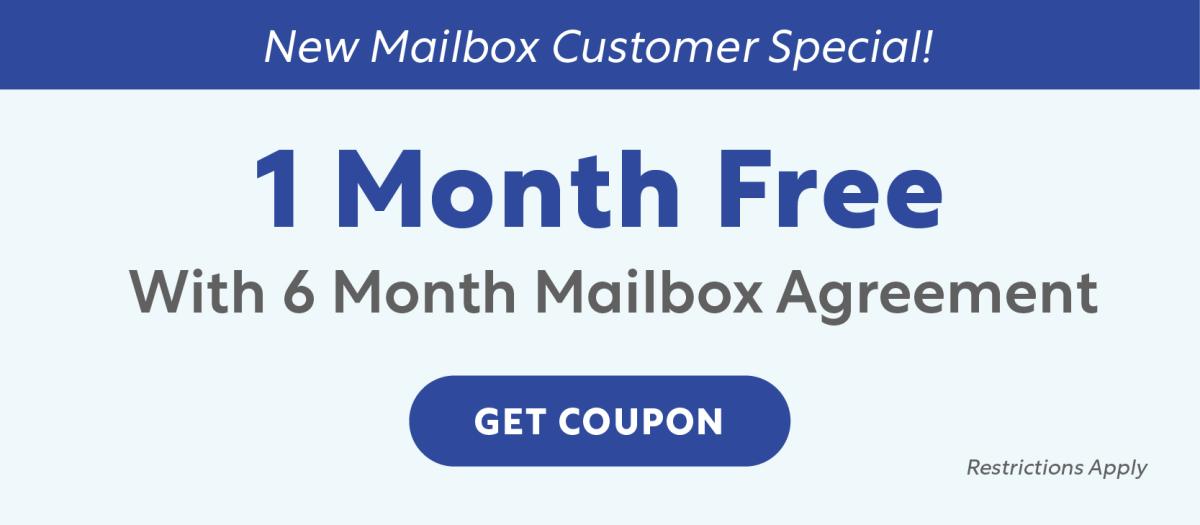 1 Month Free with 6 Month Agreement Mailbox Rental