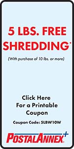 5 pounds free shredding with purchase of 10 pounds or more