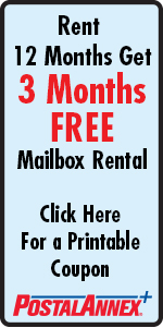 Rent 12 Get 3 Free Mailbox coupon