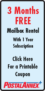 3 Months Free  with 1 Year Mailbox Rental Coupon