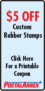 PostalAnnex+ Colorado Springs $5 Off Custom Rubber Stamps Coupon