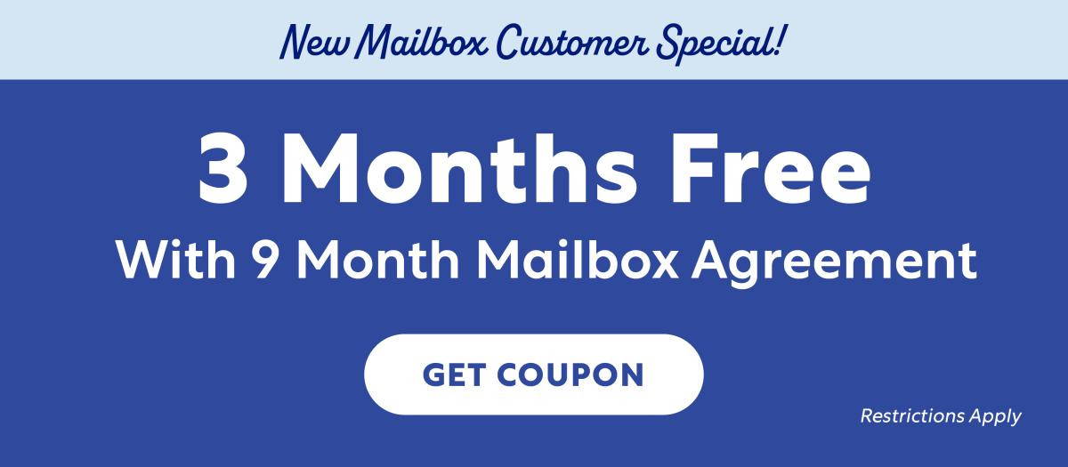 3 Months Free with 9 Months Mailbox Rental