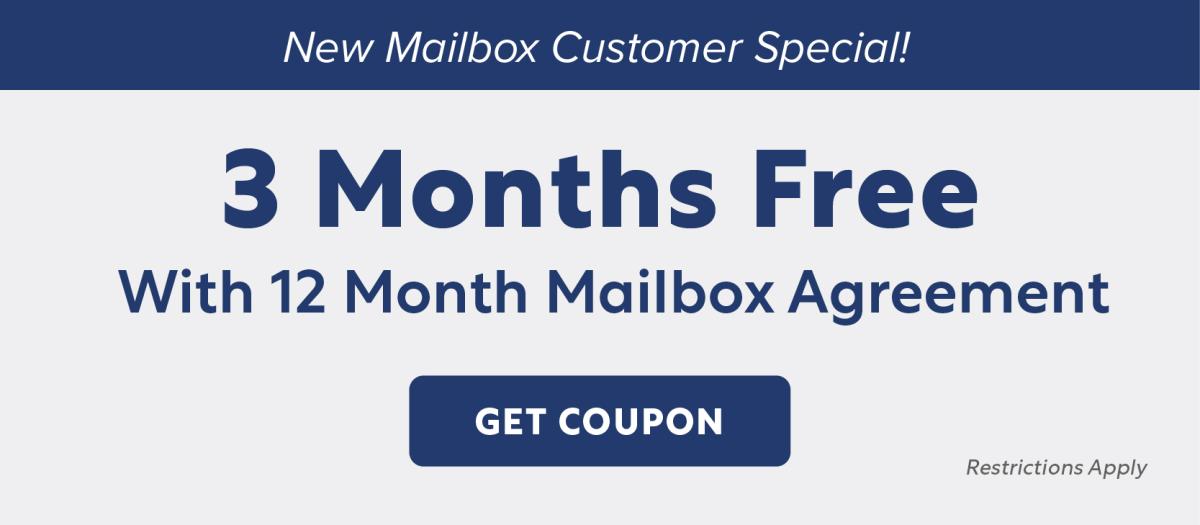3 Months Free with 12 Month Mailbox Rental Agreement